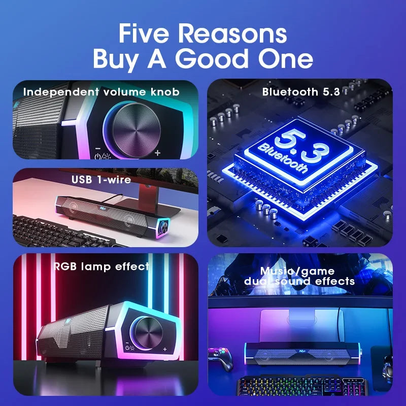 Altoparlanti Per Computer 4D Soundbar Bluetooth 5.3 Surround Con Subwoofer Per PC E Notebook
