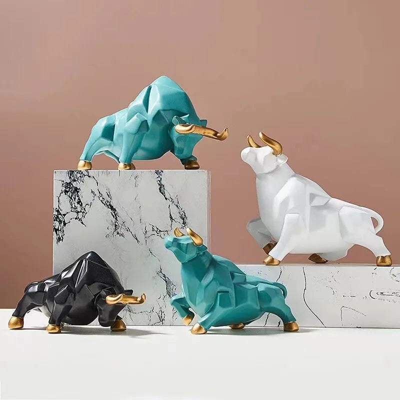 Mini Modello Toro Geometrico In Resina Feng Shui Decorazione Da Interni Wall Street Azioni Figurine
