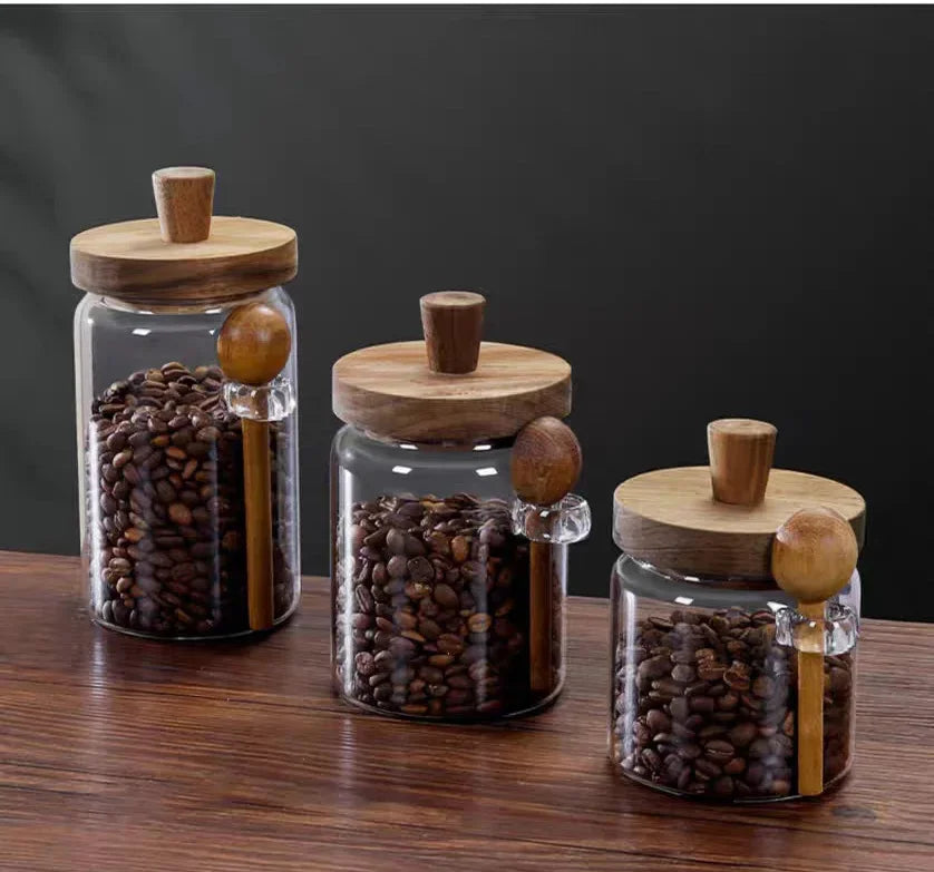JUSTINLAU Barattoli In Vetro Sigillato Per Cereali E Chicchi Di Caffè Con Cucchiaio E Spezie Da Cucina 400ml 600ml 900ml
