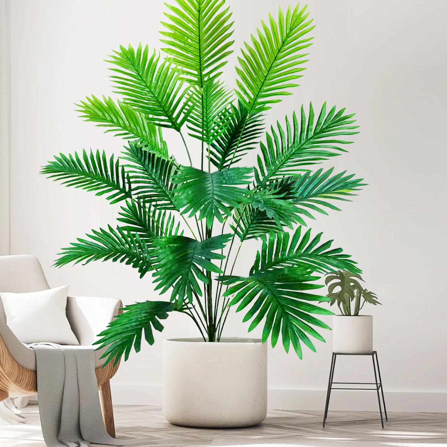 Palma Artificiale Tropicale Con Rami Di Foglie In Plastica Verde Per Decorazione Giardino Esterno Misure 50 90 120 Cm