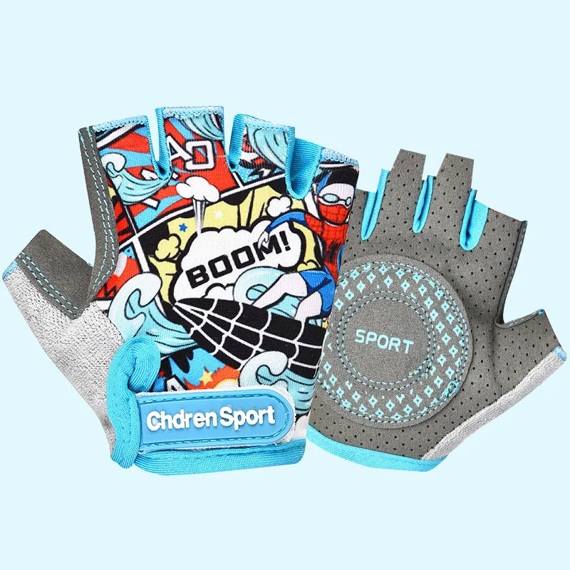 Guanti Sportivi Senza Dita per Bambini Protezione Ciclismo Pattinaggio su Rotelle Antiusura Allenamento