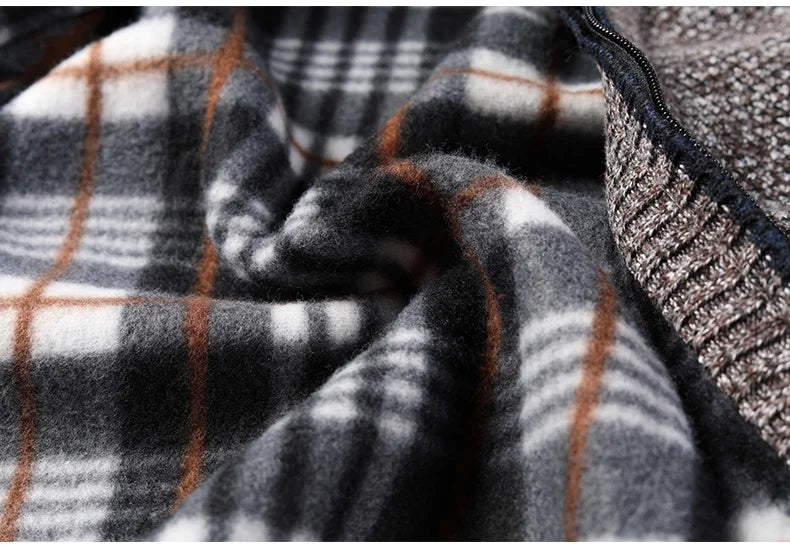 Cardigan Caldo Uomo In Pile Con Zip Slim Fit Lusso Lavorato A Maglia Per Autunno Inverno