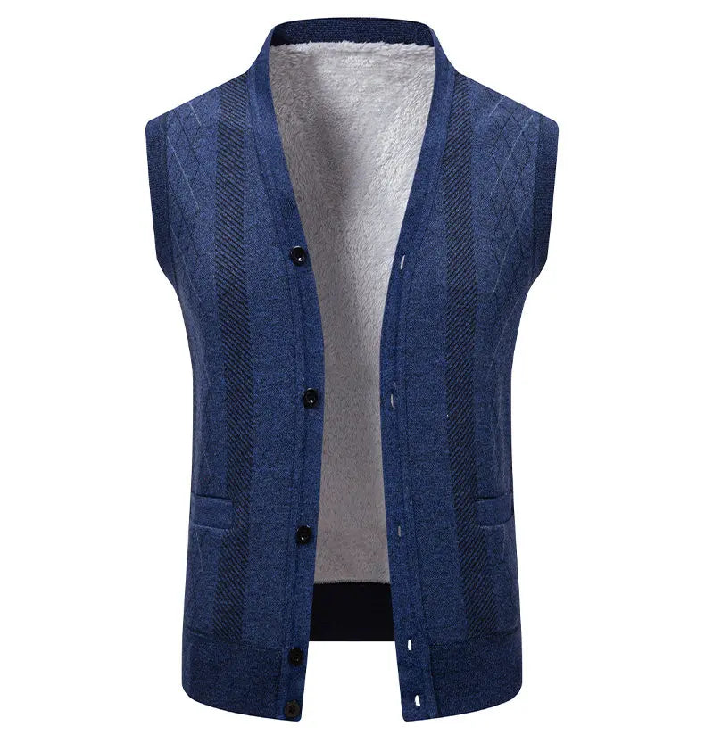 Cardigan Senza Maniche Da Uomo Gilet In Maglia Con Scollo A V Bottoni Argyle Lavorato Con Tasche