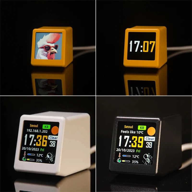 Orologio Stazione Meteo WiFi Ultra Intelligente GeekMagic Decorazione Letto Ora Dati Album Fotografico Gif Animazione