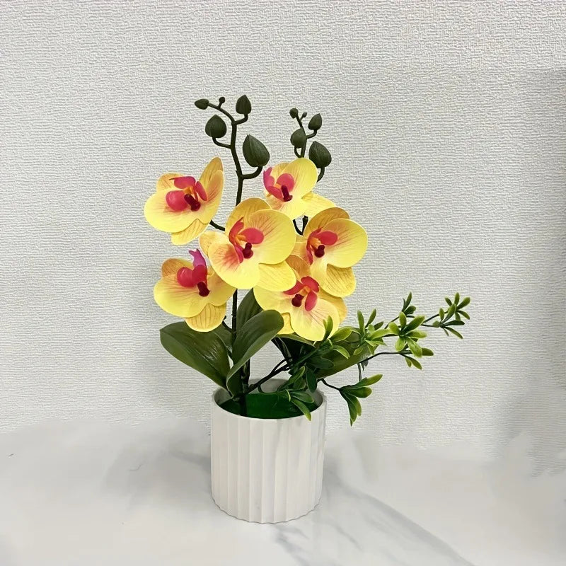 Doppio Pacchetto Farfalle Orchidee Artificiali Con 6 Fiori Verde Realistico Per Piante In Vaso Decorazione Interni
