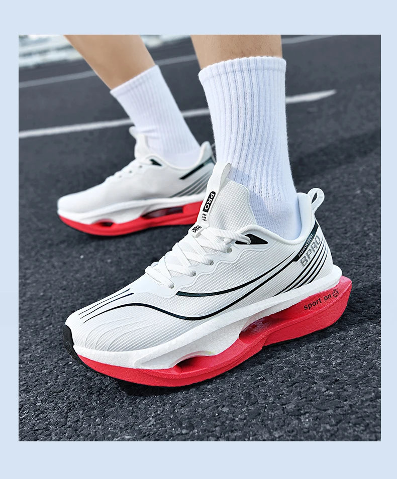 Scarpe Da Corsa Sportive Unisex Uomo Donna Maratona Carbon Board Cuscino Aria Antiscivolo Leggere Traspiranti