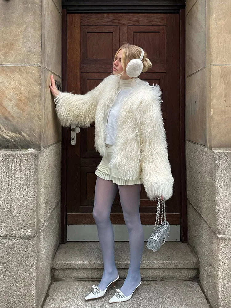 TARUXY Cappotto Di Pelliccia Sintetica Donna Inverno 2025 Caldo Design Lusso Street Style Giacca Breve