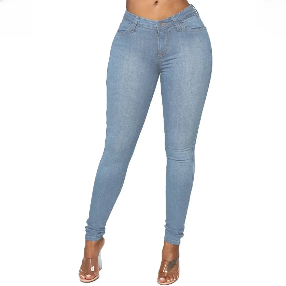 Jeans Da Donna Sexy In Denim A Matita Con Sollevamento Del Sedere Tasche Pulsante Taglia Grande Lunghezza Variabile