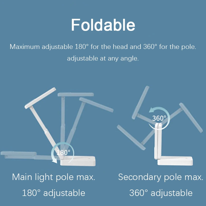 Lampada Da Scrivania LED Pieghevole Con Batteria Ricaricabile Protezione Degli Occhi Per Portatile Grandi Dimensioni