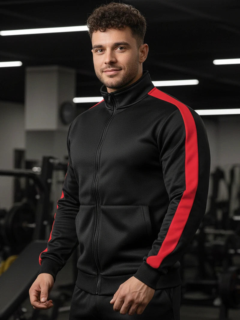 Giacca Sportiva Patchwork Colorblock Da Uomo Con Tasca Kanga Autunno Inverno Foderata In Pile Calda Con Cerniera