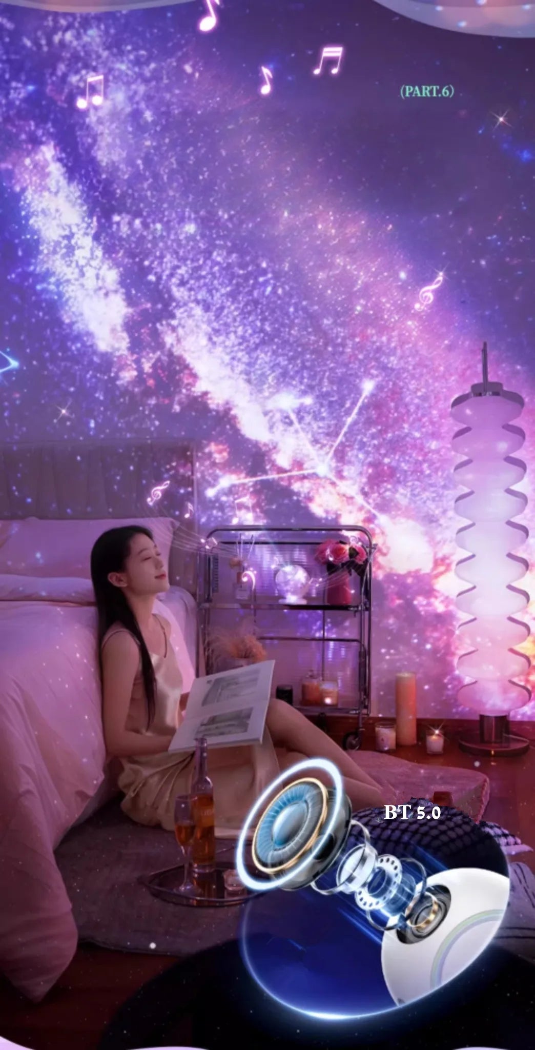 Meteor Dinamico 12 in 1 Lampada Proiettore Galaxy Ultra Trasparente Rotante con Lettore Musicale Regalo per Bambini