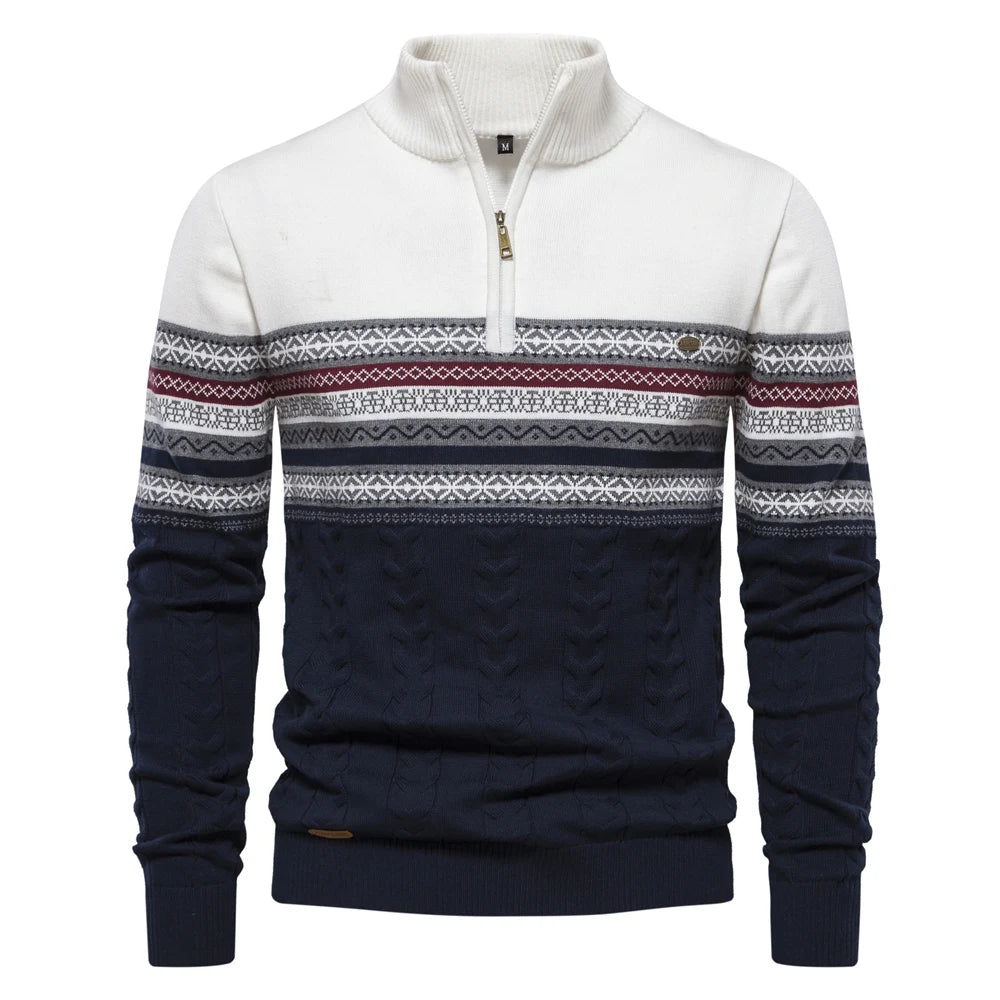 Maglione Con Cerniera Da Uomo In Cotone Alta Qualità Per Autunno Inverno Caldo Con Motivi Etnici