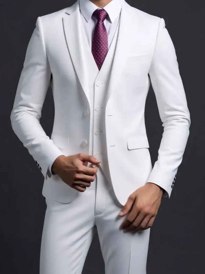 Completo Tre Pezzi Uomo Stile Britannico Elegante Per Matrimoni Cerimonie Banchetti Comfort Sobrietà Presenza