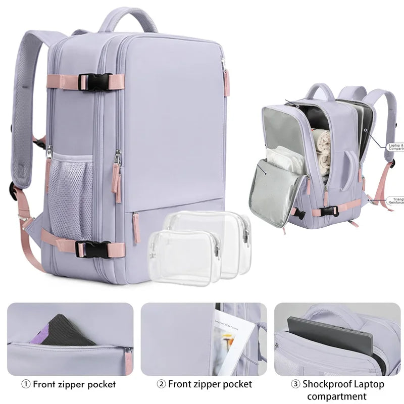 Zaino Da Viaggio Unisex Per Laptop Da 15 Pollici Grande Capacità 36 55 Litri Per Oggetti Personali