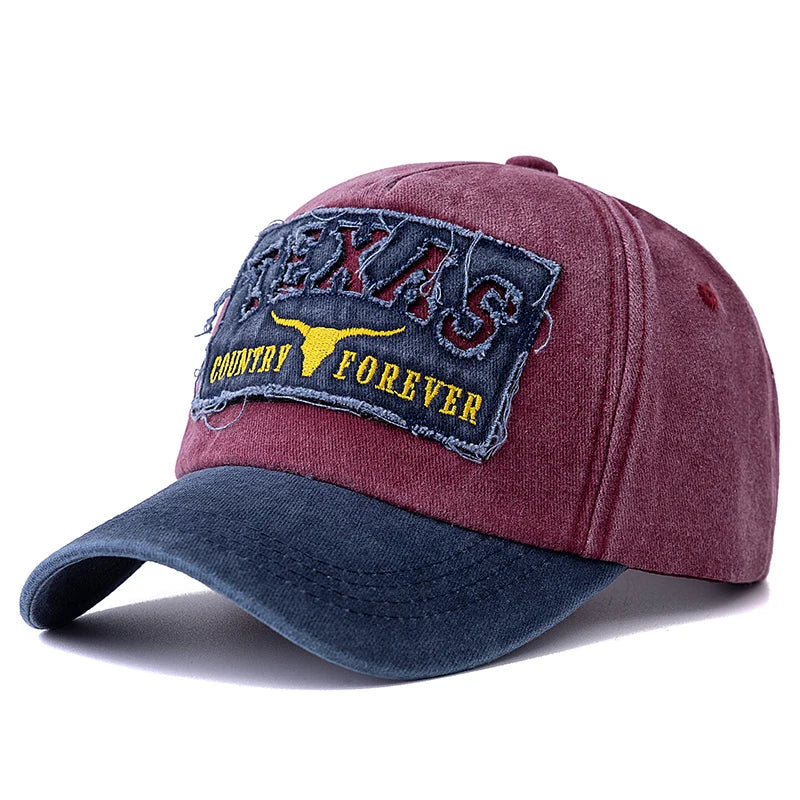 Berretto Baseball Cotone Lavato Unisex Vintage Con Ricamo Texas Motivo Animale Per Uomini Donne All Aperto