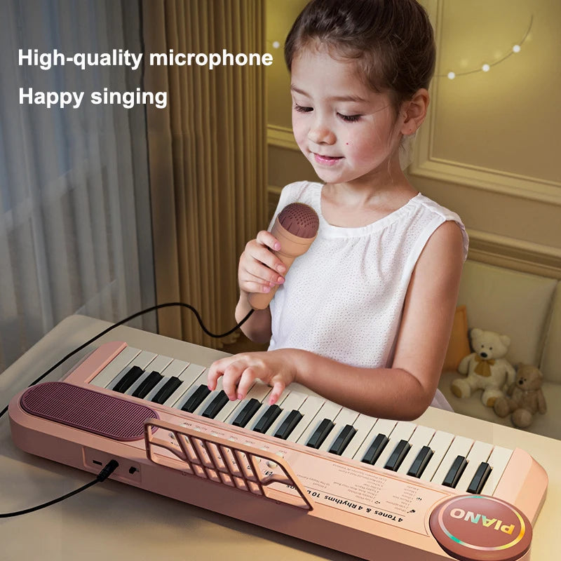 Tastiera Per Pianoforte Per Bambini A 37 Tasti Elettronico Multifunzione Con Microfono Giocattolo Educativo Per Educazione