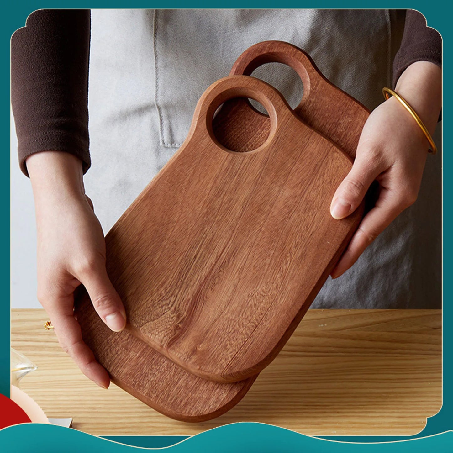 Tagliere In Legno Intagliato Rotondo Per Frutta E Bistecche Piatto Da Pranzo Per Bambini