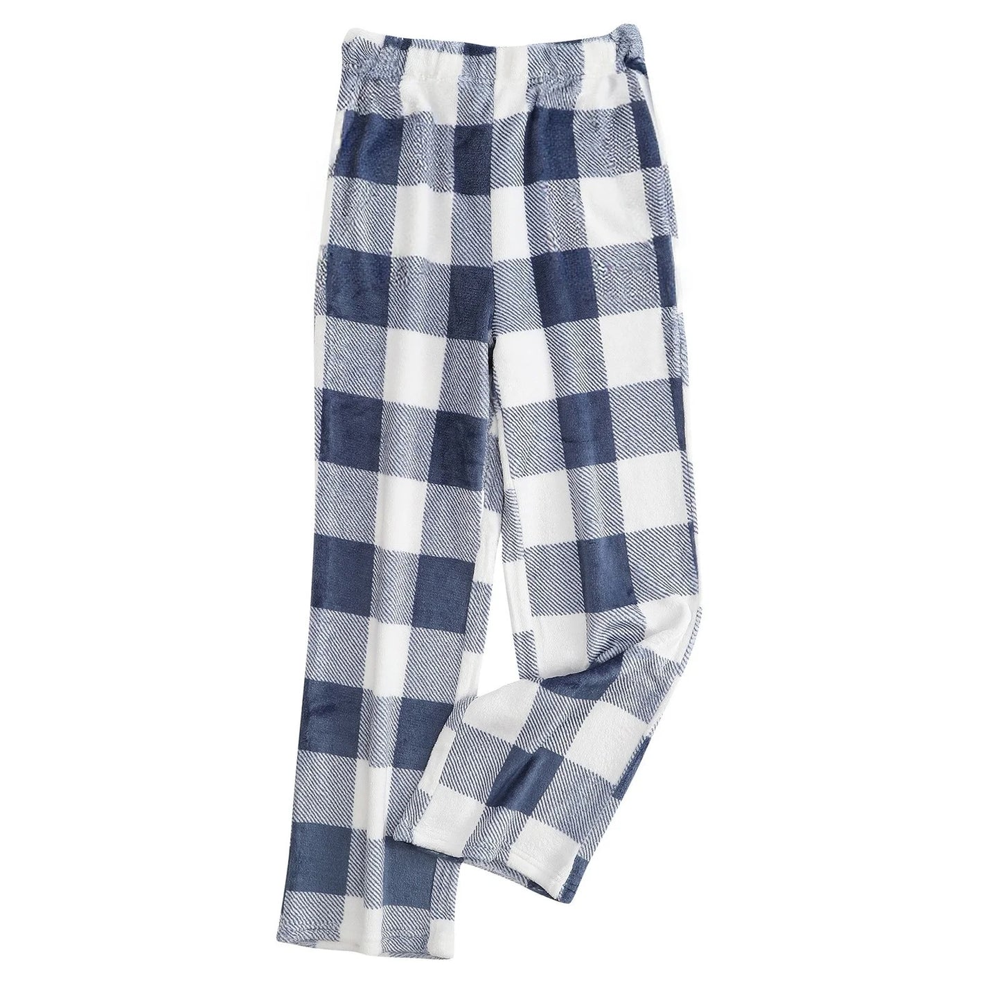 Pantaloni Del Pigiama Da Donna Con Vita Elastica E Scozzesi In Pile Morbidi Con Tasche Peluche