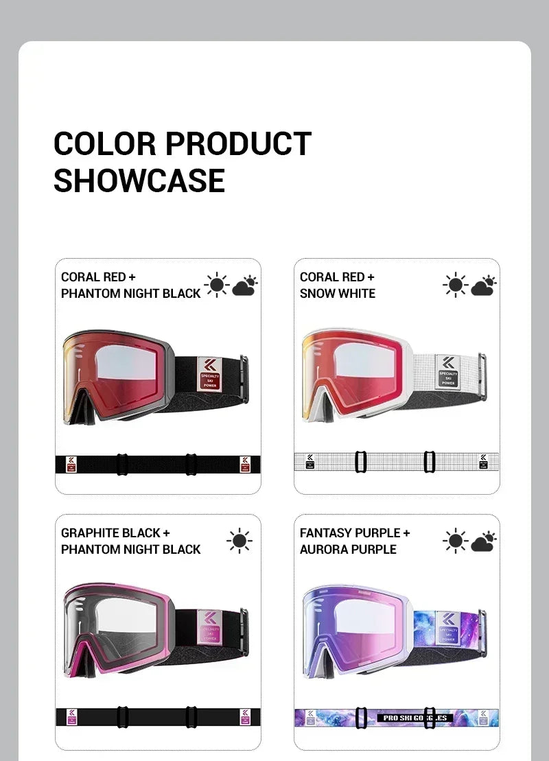 Kapvoe Occhiali Da Sci Fotocromatici E Maschera Da Snowboard Antiappannamento UV400 Per Uomo E Donna Occhiali Inverno