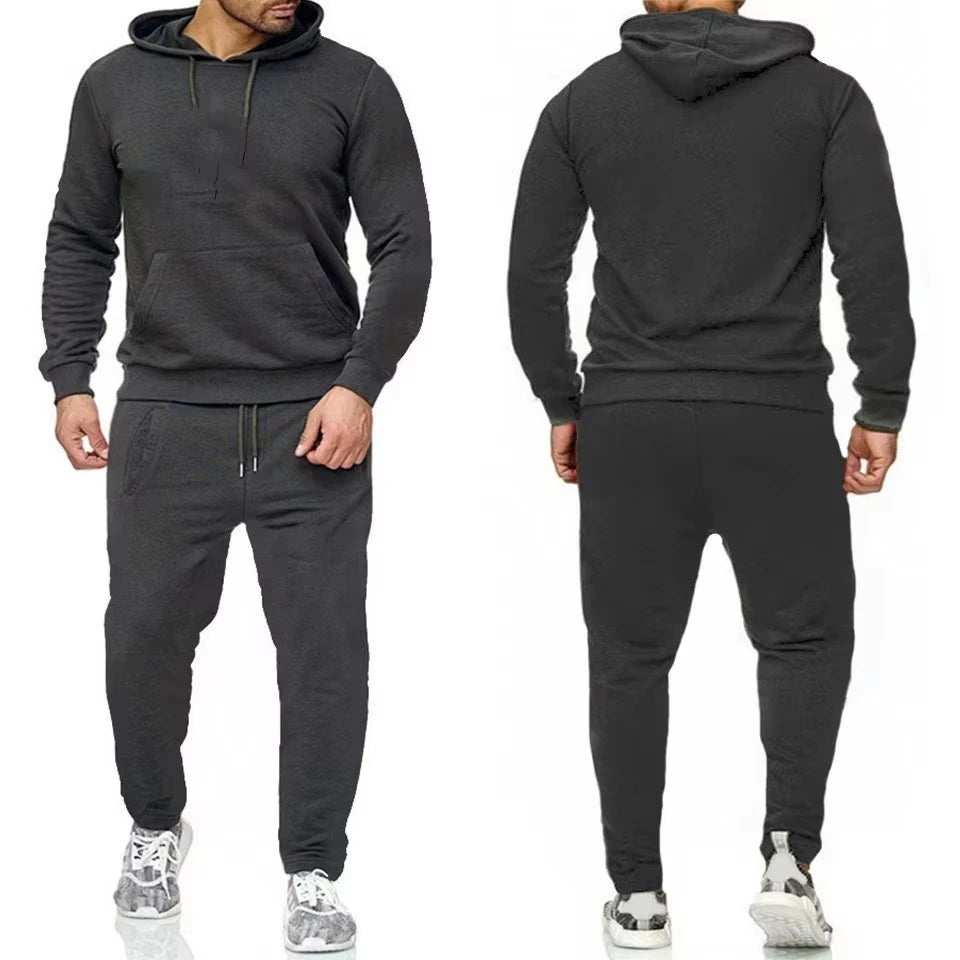 Tuta Uomo Invernale Morbida Ecologica 2025 Set Pantaloni Jogging 2 Pezzi Fitness Corsa Abbigliamento Sportivo Maschile