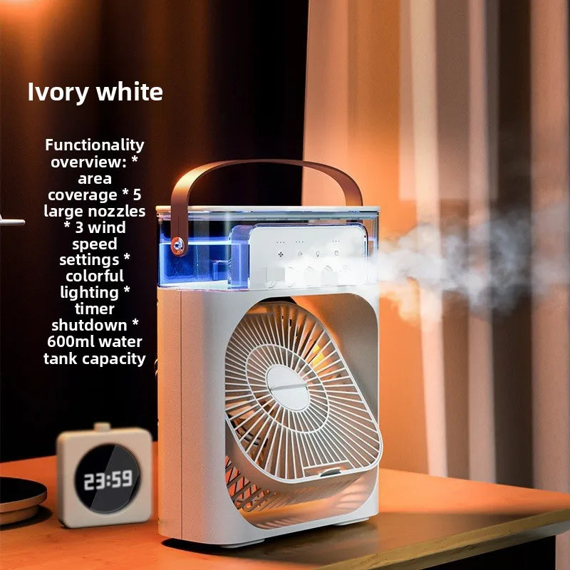 Raffreddatore Aria Evaporativo Portatile Con Serbatoio Da 500 Ml Doppia Funzione Ventilatore Umidificatore Silenzioso