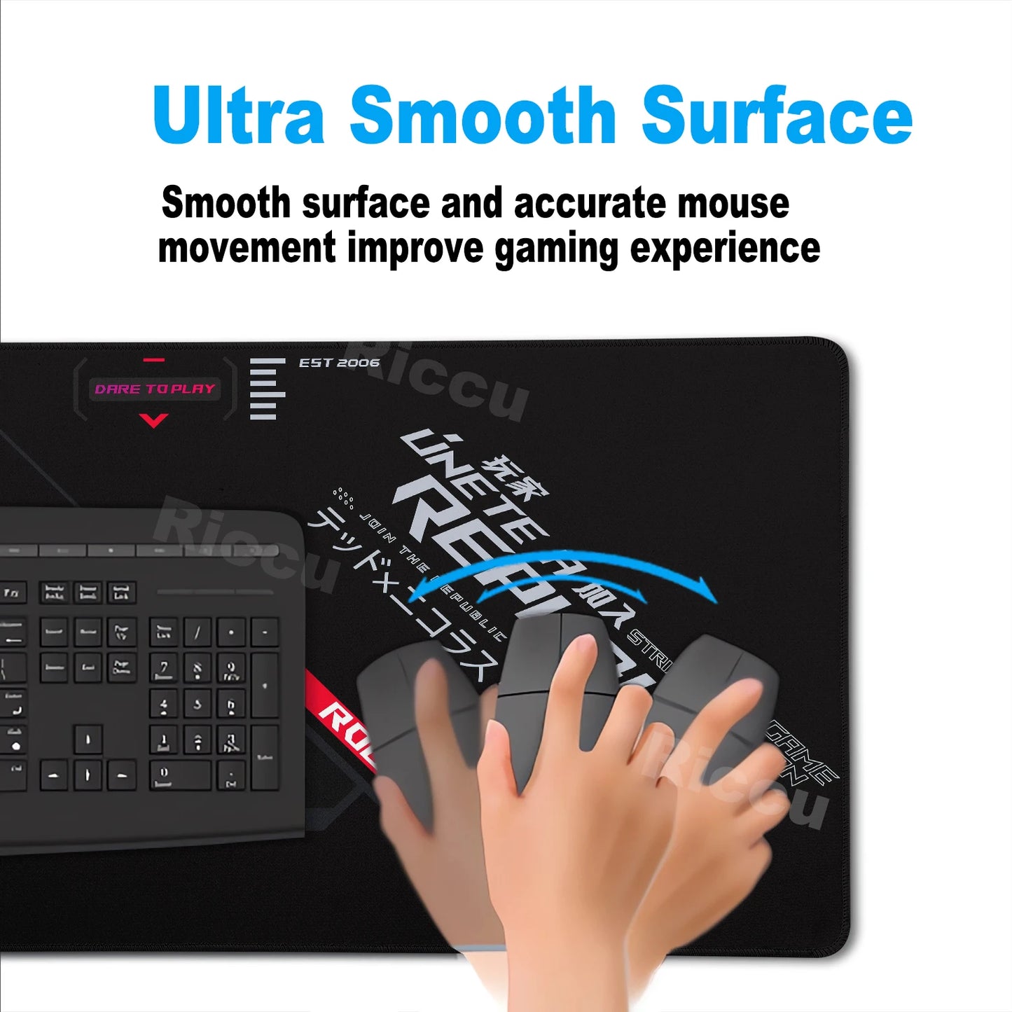 Tappetino per Mouse XXL ASUS ROG Republic Of Gamers Antiscivolo in Gomma per Scrivania da Gioco e Tastiera