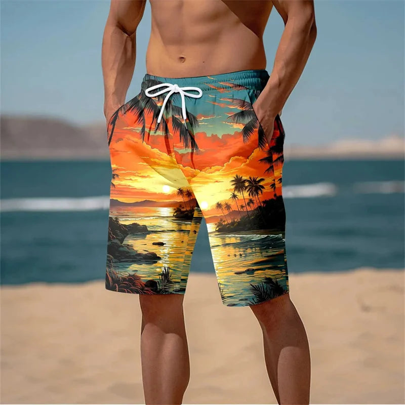 Pantaloncini Da Spiaggia Uomo Con Stampa Palme 3D Harajuku Surf Grafica Palmo Estate Costume Da Bagno Hawaii Fresco