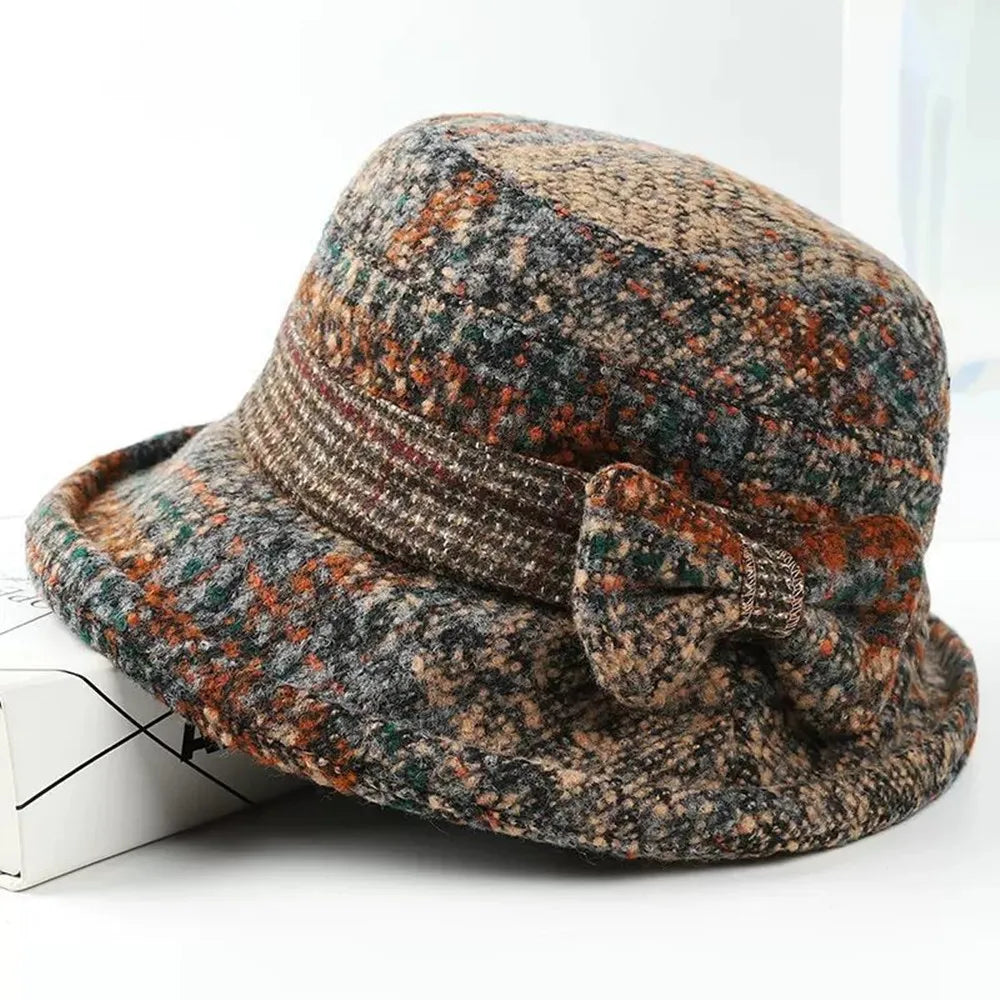 Cappello A Cilindro Da Donna Con Fiocco Autunnale Invernale In Lana Calda E Ispessita Stile Da Pescatore Raffinato