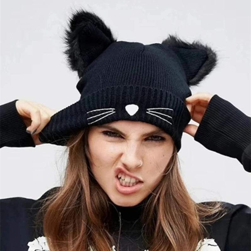 Berretto Invernale Da Donna Con Orecchie Di Gatto Caldo E Confortevole Per Inverno Moda Donna