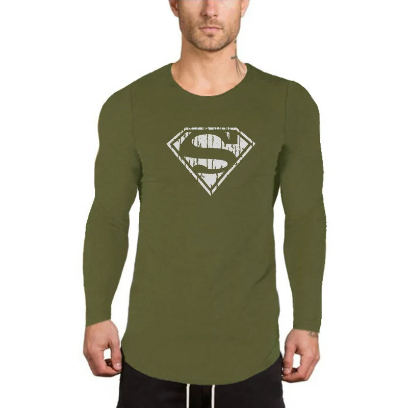 Maglietta Sportiva a Maniche Lunghe Uomo Traspirante per Allenamento Palestra Fitness Bodybuilding Moda Casual Solida