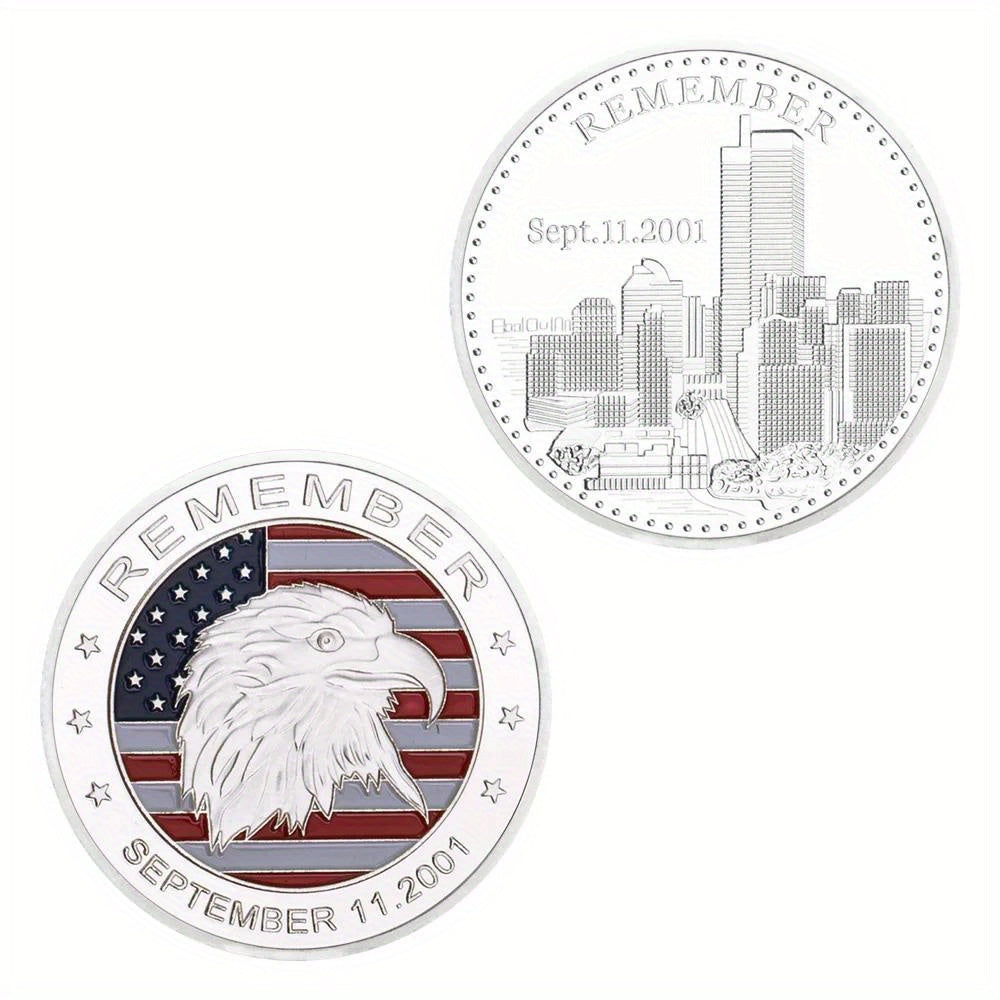 Moneta Ricordo 9.11 2001 Placcata Oro Modello Aquila Commemorativa Da Collezione Souvenir