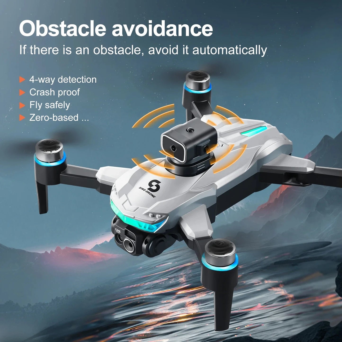 Drone Professionale 4K S160 Con Doppia Fotocamera FPV WIFI Evitamento Ostacoli Controllo Remoto RC