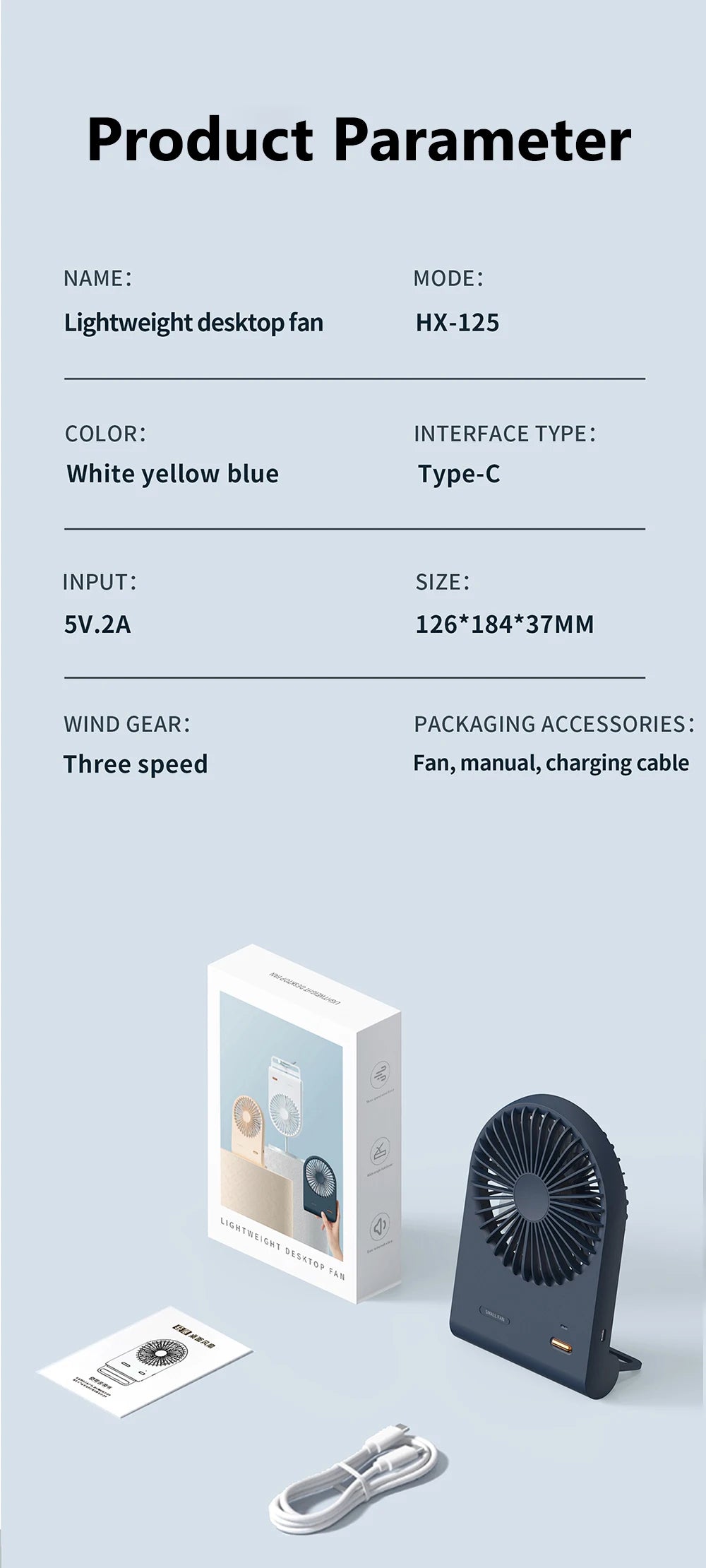 Ventilatore USB Portatile Ricaricabile per Studenti Dormitorio Pratico Compatto Efficiente