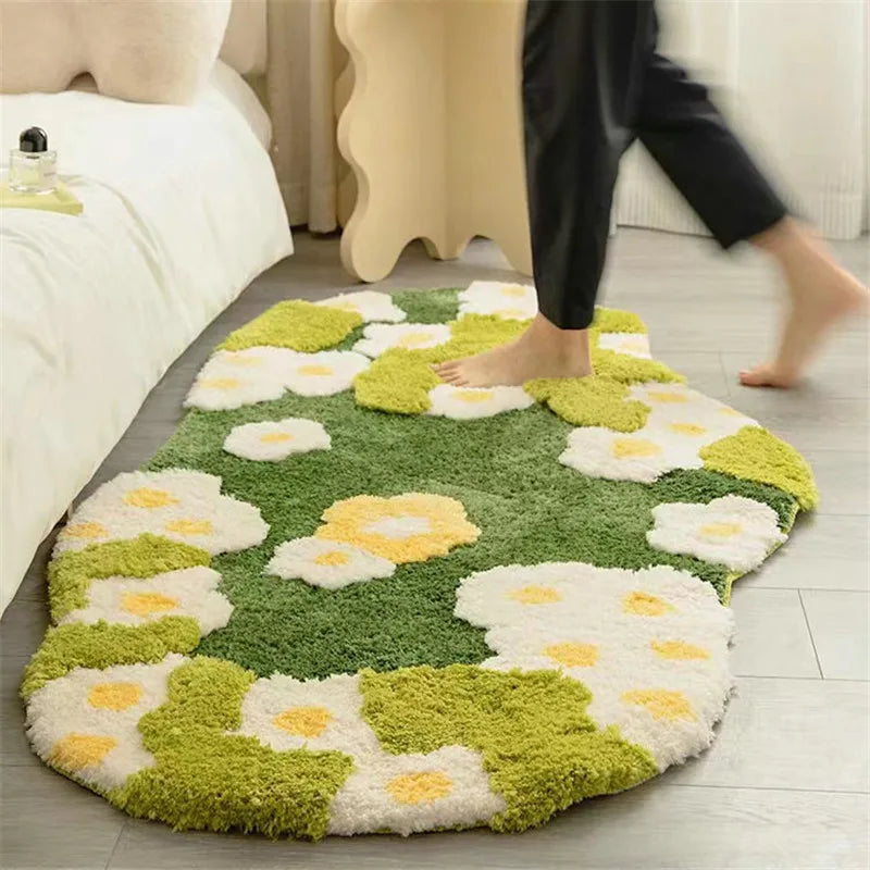 Tappeto Erboso In Muschio Antiscivolo Per Interni Soggiorno Camera Da Letto Bagno Floreale Irregolare Nordico
