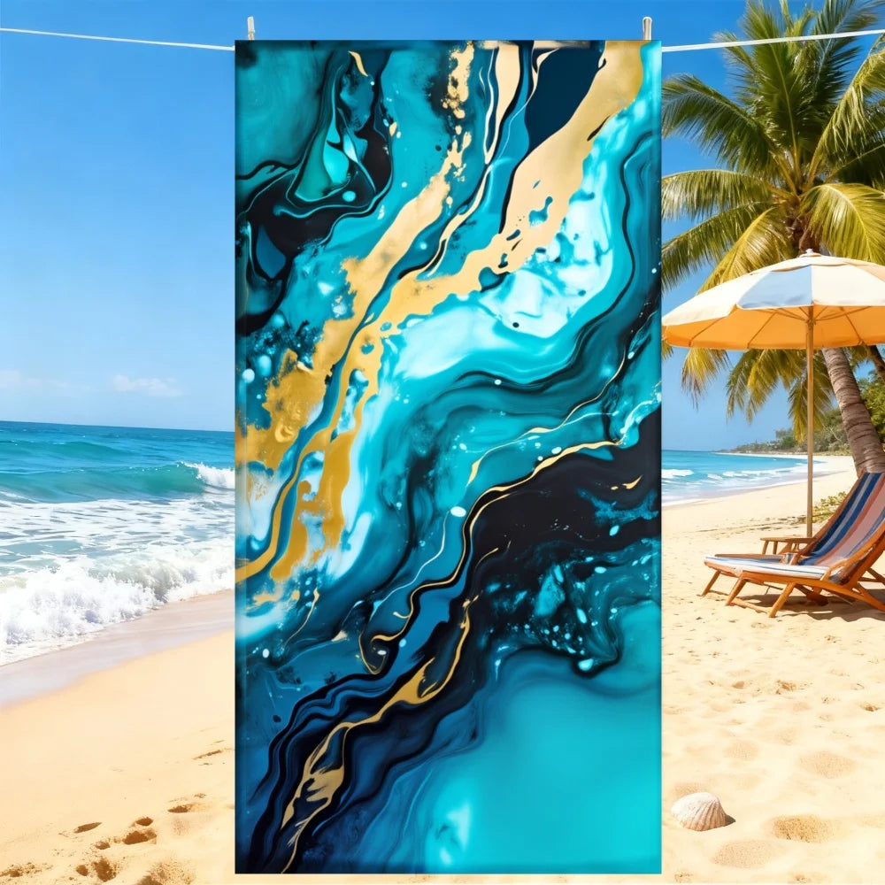 Telo Mare Per Donna Con Motivo Onde Oceaniche E Floreale Asciugatura Rapida Super Morbido Anti Sabbia Grande Vacanze