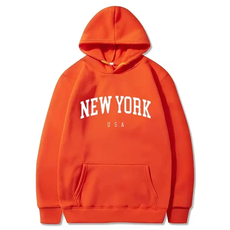 Felpe Con Cappuccio Uomo Donna New York City Stampe Lettere Grafica Casual Harajuku Pullover Abbigliamento Sportivo