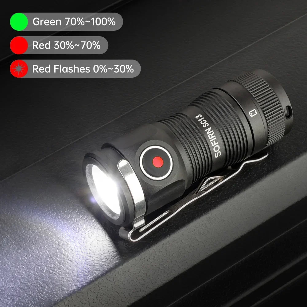 Sofirn Mini SC13 Torcia Elettrica Potente SST40 519A LED 1300lm 18350 Ricaricabile Alto CRI Con Magnetico