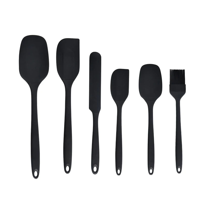 Set Di Utensili Da Cucina In Silicone Sei Pezzi Con Spatola Raschietto Integrato Per Crema Spazzola Per Olio