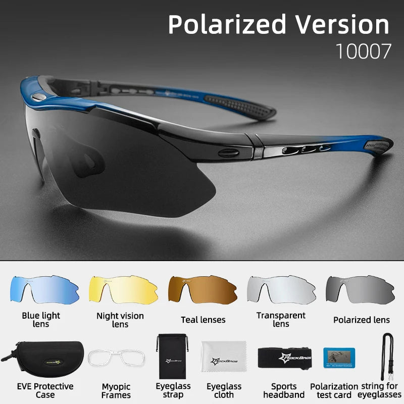 Occhiali Da Ciclismo Polarizzati Per Uomo UV400 Con Naso Regolabile E Set Di 5 Lenti Per Road MTB
