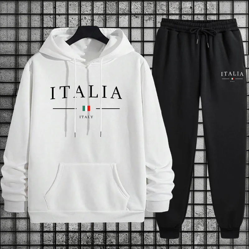 Tuta Da Uomo Di Qualità Con Cappuccio Monopezzo Felpe Con Stampa Streetwear Autunno Inverno Pantaloni