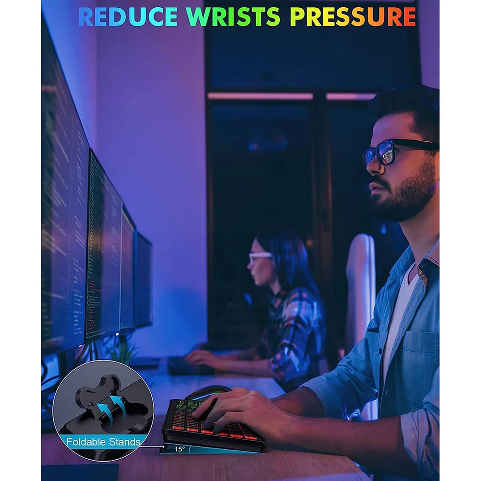JOMAA Tastiera Wireless E Mouse 2.4G RGB Retroilluminato Ricaricabile Full Size Ergonomico Tipo C