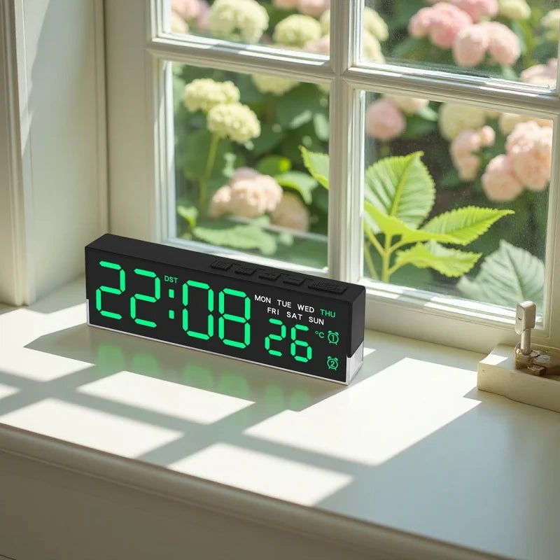 Sveglia Digitale USB Con Luce D'Ambiente Bianca Orologio Da Tavolo LED 12/24 Ore, 3 Livelli Di Luminosità, DST