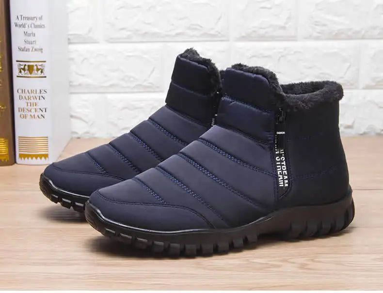 Scarpe Invernali Da Uomo Sneakers Stivali Da Neve Con Cerniera In Cotone Caldo Impermeabili Spedizione Gratuita