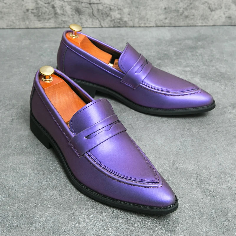 Scarpe Da Uomo In Pelle Oxford Verdi E Viola Scarpe Da Lavoro Classiche Mocassini Casual Eleganti