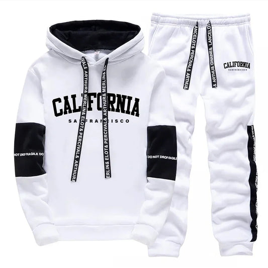 Tuta Sportiva Da Uomo Alla Moda Con Stampa Felpa Con Cappuccio E Pantaloni Per Attività All Aperto Jogging