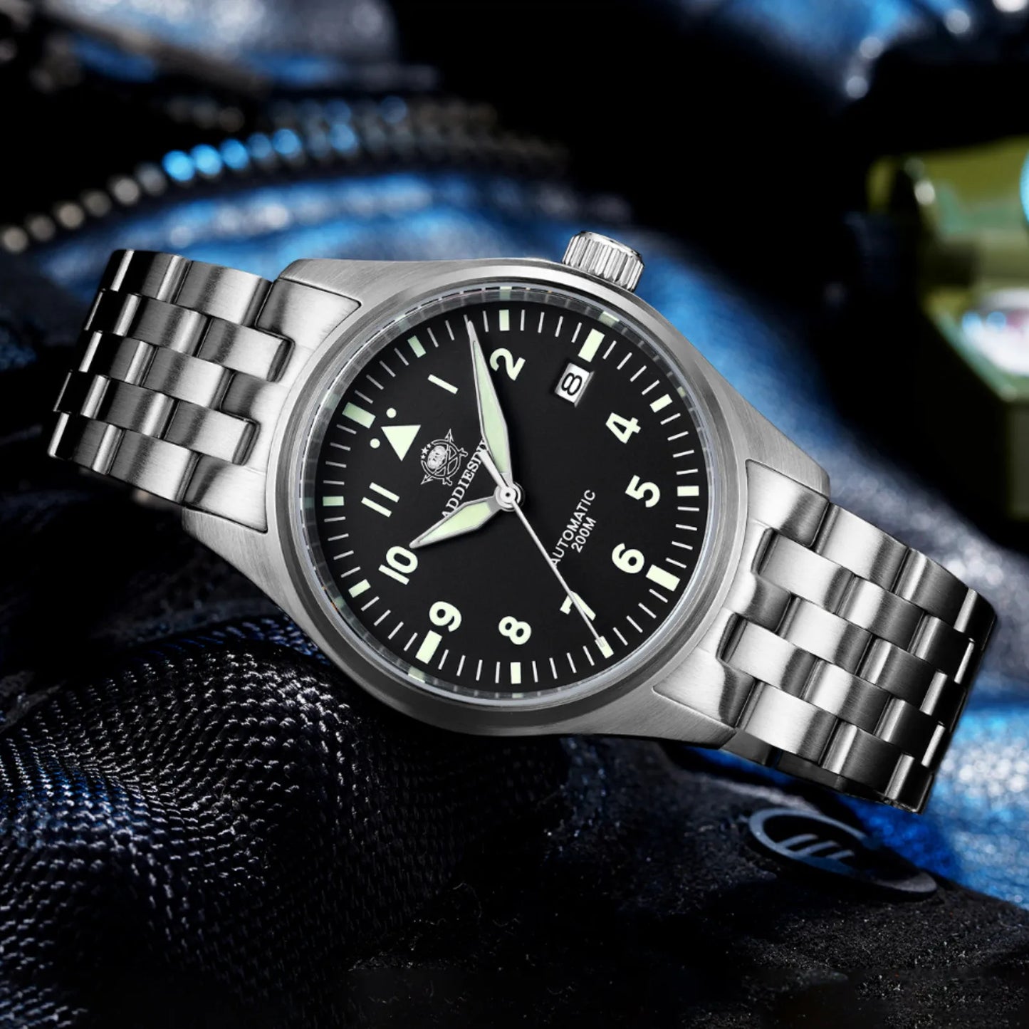 Orologio Meccanico Con Zaffiro 39mm Movimento 8215 Giappone Automatico Da Uomo Impermeabile 200m Luminoso Pilota Retrò