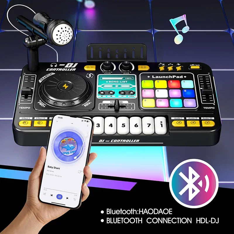 Simulazione per Bambini Mixer DJ Controller Giocattolo Tastiera Elettronica Apprendimento Regalo