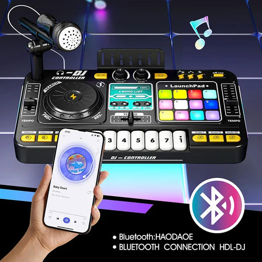 Simulazione per bambini Mixer DJ Controller Giocattoli Effetti musicali multifunzionali Tastiera per pianoforte elettronico Apprendimento Regalo di compleanno Ragazzo Ragazza