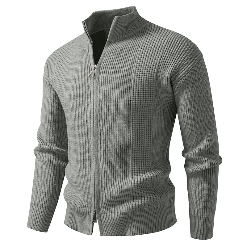 Cardigan Slim Fit Uomo Autunno Inverno Con Zip E Collo Mandarino Caldo Moda Casual