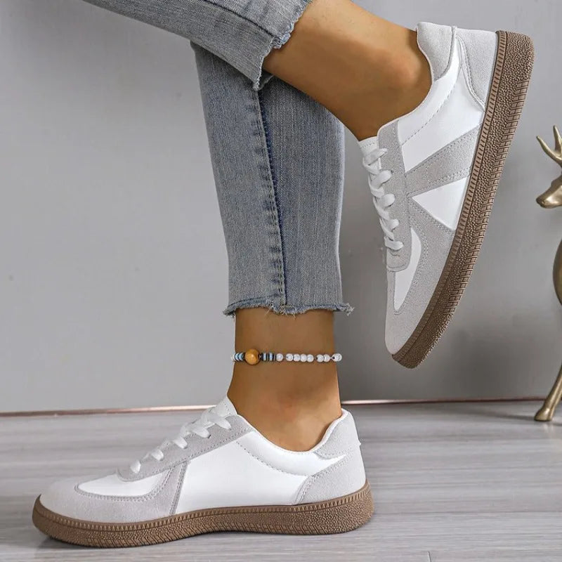 Scarpe Sportive Da Donna Vulcanizzate Piatte Stringate Colori Misti Moda Autunno 2025 Comode Casual